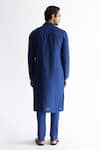 Shop_Kaha_Blue Linen Solid Front-open Kurta  _at_Aza_Fashions