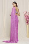 Shop_Yoshita Couture_Purple Saree - Georgette With Satin Border Embroidered Jessica Linear Blouse_at_Aza_Fashions