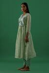Shop_5elements_Green Chanderi Silk Tissue Embellishment Mirror And Work Anarkali & Pant Set _at_Aza_Fashions
