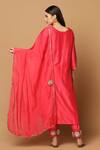 Shop_Two Sisters By Gyans_Pink Cotton, Chanderi Mirrors, Embroidery V-neck Kurta Set _at_Aza_Fashions