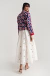 Shop_Indigo Dreams_Ivory Handwoven Jamdani (100% Cotton) Tiered Solitaire Jacket Set  _at_Aza_Fashions