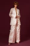 Shop_Archana Rao_Pink Organza Embroidered Floral Spread Oversized And Structured Blazer  _at_Aza_Fashions