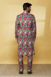 Shop_MR. Ajay Kumar_Green Linen Printed Floral Kurta And Pant Set  _at_Aza_Fashions