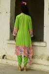Shop_Swati Vijaivargie_Green Silk Striped Pattern Round Khus Asymmetric Tunic _at_Aza_Fashions
