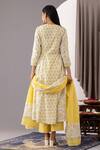 Shop_Abbaran_Ivory Kurta And Palazzo - Cotton Cambric Printed Polka Dots Notched Floral Set _at_Aza_Fashions