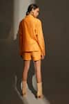 Shop_Betrue_Orange Cotton Linen Notched Spice Double Breasted Blazer And Shorts Set  _at_Aza_Fashions