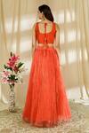 Shop_Alaya Advani_Orange Organza; Lining: Shantoon Print And Layered Lehenga Set For Women_at_Aza_Fashions