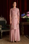 Shop_Sahil Kochhar_Pink Silk Organza, Net Embroidery, Sequins Round Kaafir Jungle Safari Kurta Set _at_Aza_Fashions