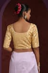 Shop_Weaver Story_Gold Satin Silk Woven Scoop Neck Blouse _at_Aza_Fashions