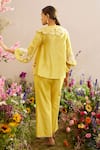 Shop_Chandrima_Yellow Chanderi Embroidery Flower Peter Pan Collar Lotus Cut Work Shirt _at_Aza_Fashions