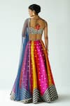 Shop_PRIYAL PRAKASH_Blue Lehenga Raw Silk Embroidered Zari And Sequin Work Panelled Set _at_Aza_Fashions