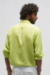 Shop_Terra Luna_Green 100% Linen Spread Collar Shirt _at_Aza_Fashions