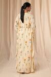 Shop_Masaba_Ivory Natural Crepe Printed Rock N Roll V Neck Kaftan Dress With Belt _at_Aza_Fashions