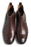 Shop_Dmodot_Brown Leather Sprazzo Marrone Chelsea Boots_at_Aza_Fashions