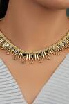 Shop_House Of Tuhina_Gold Plated Mirror Studded Falak Spike Necklace _at_Aza_Fashions