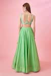 Shop_Shyam Narayan Prasad_Green Modal Satin Chanderi Jacquard Geometric Pattern Lehenga Set_at_Aza_Fashions