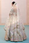 Shop_Angad Singh_Ivory Silk, Net Sequins, Cut Work Asymmetric Stripe Pattern Bridal Lehenga Set _at_Aza_Fashions