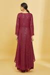 Shop_Samyukta Singhania_Pink Georgette; Lining: Butter Crepe Embroidery Anarkali Palazzo Set For Women_at_Aza_Fashions