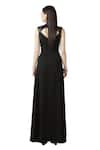 Shop_Rohit Gandhi + Rahul Khanna_Black Heavy Crepe Embellished Lapel Overlap Wrap Dress _at_Aza_Fashions