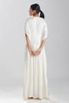 Shop_Megha Bansal_Ivory Satin Cut Dana, Sequin And Beads Work V Neck Motia Azmina Kaftan Gown _at_Aza_Fashions