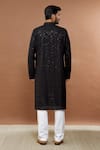 Shop_Aham-Vayam_Black Cotton Sequins Prashansa Floral Pattern Kurta Set _at_Aza_Fashions