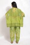 Shop_Sonali Gupta_Green Silk, Viscose Sequins, Beads, Crystals, Embroidery Jaal Kaftan And Pant Set _at_Aza_Fashions