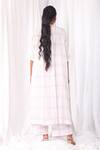 Shop_Khat_White Handloom , Round Neck Pastel Checkered Pattern Kurta Pant Set _at_Aza_Fashions