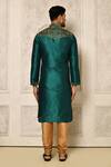 Shop_Naintara Bajaj_Blue Kurta Embroidered Dhupion Feather Pattern With Pyjama _at_Aza_Fashions
