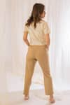 Shop_Vaani Beswal_Beige Handwoven Muga Slub Plain Straight Fit Trouser _at_Aza_Fashions