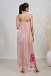 Shop_Garo_Pink Chiffon Printed Floral Square Neck String Dress  _at_Aza_Fashions