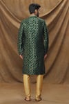 Shop_Samyukta Singhania_Green Kurta: Jacquard Banarasi Silk Floral Metallic Pattern Set For Men_at_Aza_Fashions