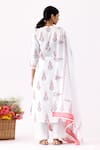 Shop_Abbaran_Ivory Cotton Cambric Printed And Embellished Floral V Neck Block Kurta Set _at_Aza_Fashions