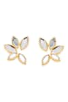 Shop_ISHARYA_White Mirror Marquise Stud Earrings _at_Aza_Fashions