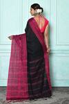 Shop_Adara Khan_Black Pure Cotton Woven Jamdani Floret Saree_at_Aza_Fashions