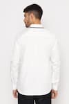 Shop_Lacquer Embassy_White Cotton Piping Striped Print Designer Shirt _at_Aza_Fashions