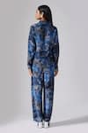 Shop_KLAD_Blue Crepe Printed Floral Collared Neck Pattern Shirt _at_Aza_Fashions