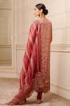 Shop_Tarun Tahiliani_Fuchsia Printed Floral Pattern Notched Straight Kurta Set _at_Aza_Fashions