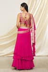 Shop_Gopi Vaid_Pink Saree Chiffon Embroidery Gold And Anupa Pre-draped Ruffle With Blouse _at_Aza_Fashions