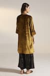 Shop_Shorshe Clothing_Gold Velvet Embroidery Floral Mandarin Collar Kurta And Printed Palazzo Set _at_Aza_Fashions