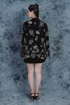 Shop_Taroob_Black Woollen Flower Embroidered Cape_at_Aza_Fashions