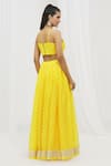 Shop_Yuvrani Jaipur_Yellow Chanderi And Organza Lining Print Bandhani Lehenga Set _at_Aza_Fashions