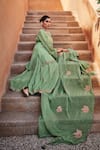 Shop_Label Varsha_Green Kurta And Dupatta Viscose Organza Embroidered Botanical Sharara Set _at_Aza_Fashions