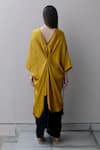 Shop_Kavya Singh Kundu_Yellow Silk V-neck Freya Flared Kaftan _at_Aza_Fashions