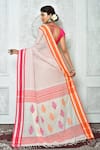 Shop_Samyukta Singhania_White Pure Cotton Woven Geometric And Striped Saree _at_Aza_Fashions