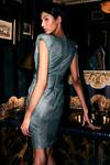 Shop_Kangana Trehan_Green Jersey Round Metallic Knotted Dress  _at_Aza_Fashions