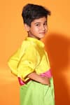 Shop_LittleCheer_Multi Color Viscose Satin Solid Front Buttoned Band Collar Shirt _at_Aza_Fashions