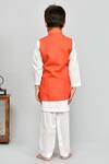 Shop_Yuvraani Jaipur_Orange Cotton Bundi And Kurta Set _at_Aza_Fashions