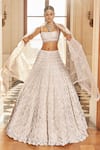 Shop Seema Gujral Ivory Net Beads, Embroidery Square Neck Scallop Bridal Lehenga Set at Aza Fashions Shop_Seema Gujral_Ivory Net Beads, Embroidery Square Neck Scallop Bridal Lehenga Set _at_Aza_Fashions