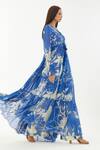 Shop_Koai_Blue Chiffon Floral V Neck Pattern Cape _at_Aza_Fashions