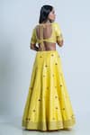 Shop_Nautanky_Yellow Blouse And Lehenga Raw Silk Dupatta Organza Embroidery Floral Wide V Set _at_Aza_Fashions